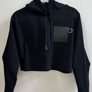 LOEWE Black Leather Patch Hoodie XS Excellent condition